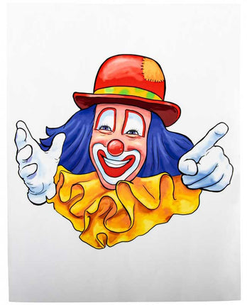 PartyXplosion Raamsticker clown rode hoed 32 x 40 cm