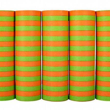 PartyXplosion Serpentine rollen 5 stuks Oranje Groen