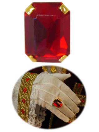 PartyXplosion Sinterklaas ring rechthoekig rode steen verstelbaar