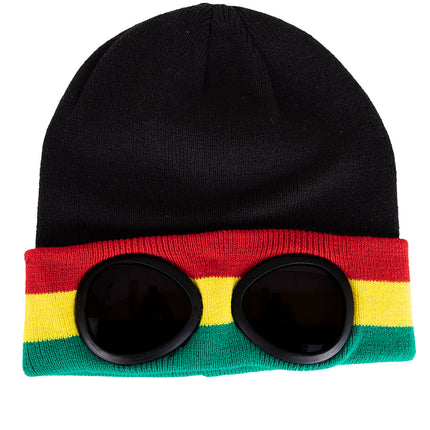 PartyXplosion Skimuts rood/geel/groen met glazen