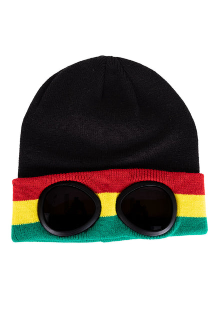 PartyXplosion Skimuts rood/geel/groen met glazen