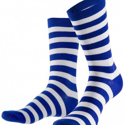 PartyXplosion Sokken gestreept blauw wit maat 41-46