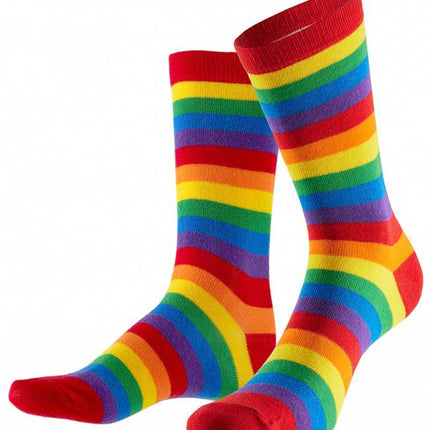 PartyXplosion Sokken gestreept regenboog maat 36-41