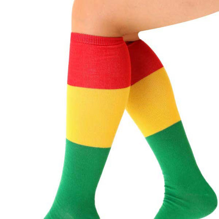 PartyXplosion Sokken gestreept rood geel groen maat 39-42