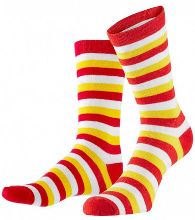 PartyXplosion Sokken gestreept rood wit geel maat 36-41