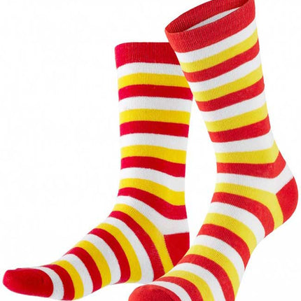 PartyXplosion Sokken gestreept rood wit geel maat 41- 46