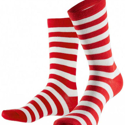 PartyXplosion Sokken gestreept rood wit maat 36-41