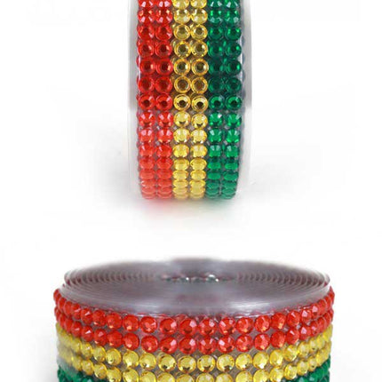 PartyXplosion Strassband zelfklevend rood geel groen