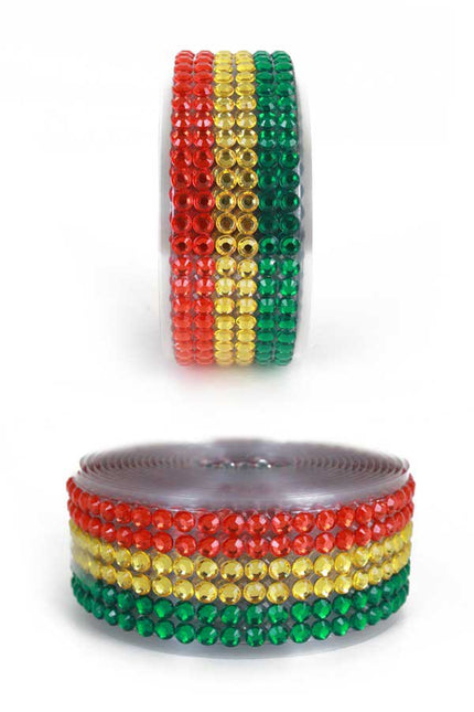 PartyXplosion Strassband zelfklevend rood geel groen