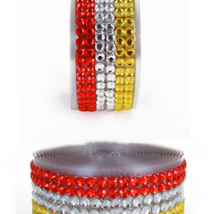 PartyXplosion Strassband zelfklevend rood wit geel