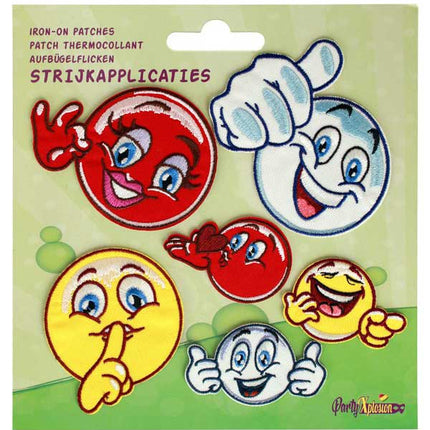 PartyXplosion Strijkapplicatie 6 stuks Oeteldonk Smileys mix
