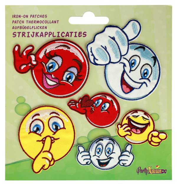 PartyXplosion Strijkapplicatie 6 stuks Oeteldonk Smileys mix