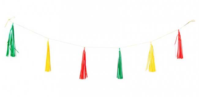 PartyXplosion Tassel Guirlande Rood Geel Groen 6 meter