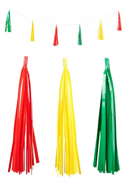 PartyXplosion Tassel Guirlande Rood Geel Groen 6 meter