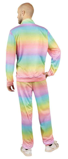PartyXplosion Trainingspak Regenboog Pastel Heren
