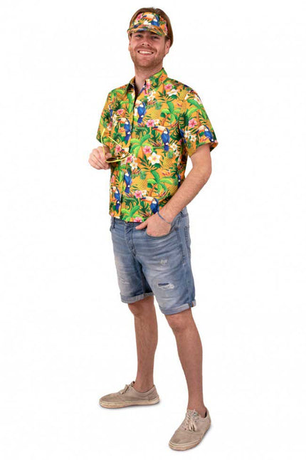 PartyXplosion Tropicana blouse met zonneklep oranje