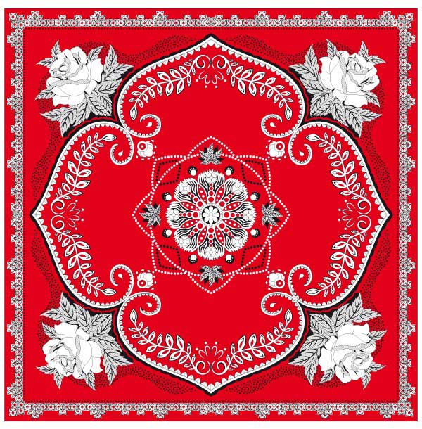 PartyXplosion Zakdoek Rood Met Bloemen Motief