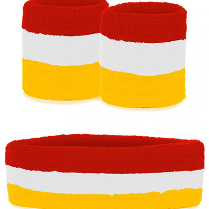 PartyXplosion Zweetbandjes set Oeteldonk rood wit geel