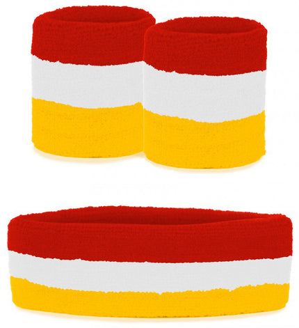 PartyXplosion Zweetbandjes set Oeteldonk rood wit geel