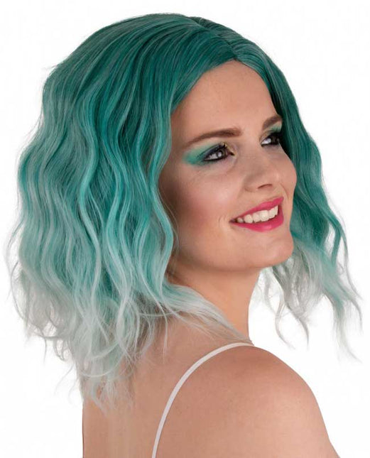 PXP Professional Colours Pruik Alicia Wave Aqua naar Wit