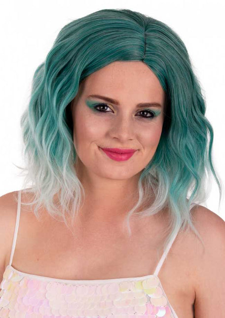 PXP Professional Colours Pruik Alicia Wave Aqua naar Wit