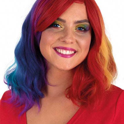 PXP Professional Colours Pruik Alicia Wave Regenboog Met Pony