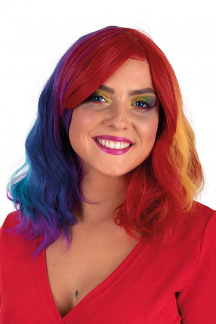 PXP Professional Colours Pruik Alicia Wave Regenboog Met Pony
