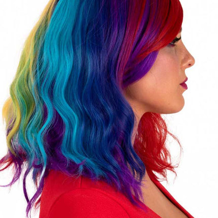 PXP Professional Colours Pruik Alicia Wave Regenboog Met Pony