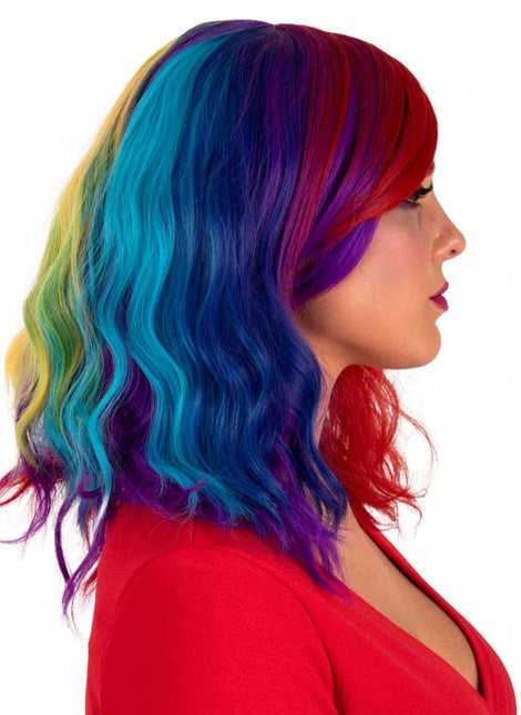 PXP Professional Colours Pruik Alicia Wave Regenboog Met Pony
