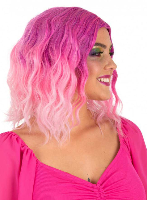 PXP Professional Colours Pruik Alicia Wave Roze naar Wit