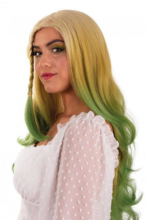 PXP Professional Colours Pruik Rebecca Blond en Groen met Vlecht