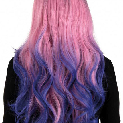 PXP Professional Colours Pruik Rebecca Roze en Blauw met Vlecht