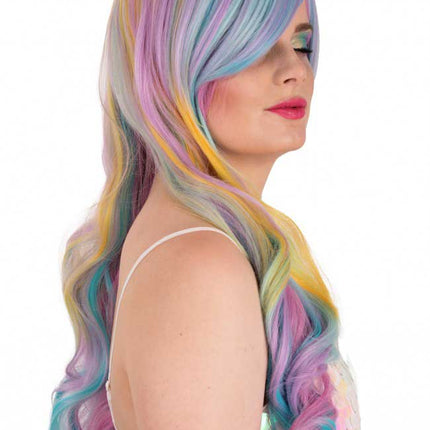 PXP Professional Colours Pruik Selena pastel regenboog met pony