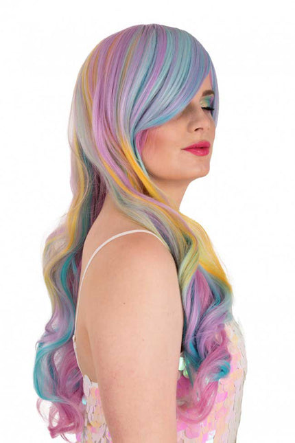 PXP Professional Colours Pruik Selena pastel regenboog met pony