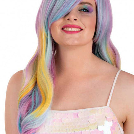 PXP Professional Colours Pruik Selena pastel regenboog met pony