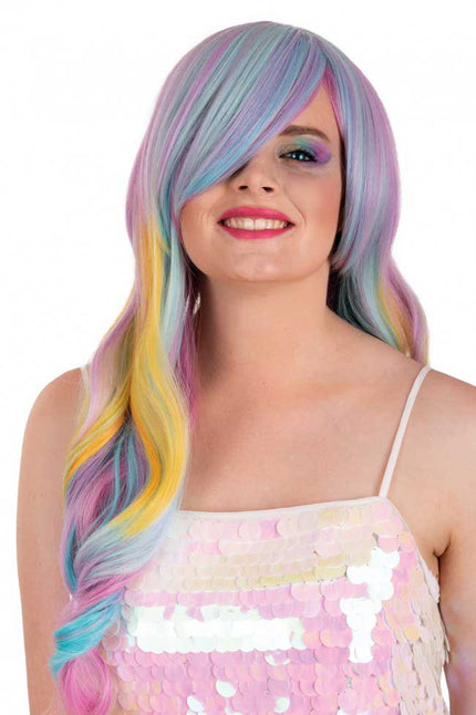 PXP Professional Colours Pruik Selena pastel regenboog met pony