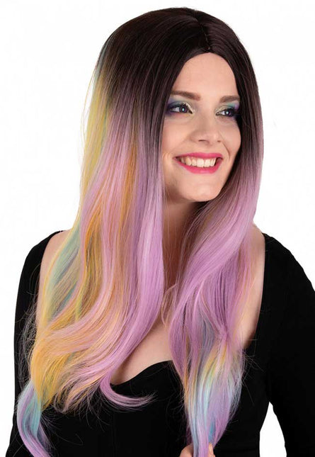 PXP Professional Colours Pruik Selena Pastel Regenboog