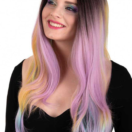 PXP Professional Colours Pruik Selena Pastel Regenboog