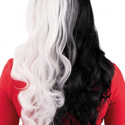 PXP Professional Colours Pruik Selena Zwart Wit met Witte Lok