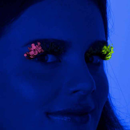 PXP Professional Colours PXP tweekleurige fluoriserende glitter wimpers Barranquilla stijl groen en hotpink
