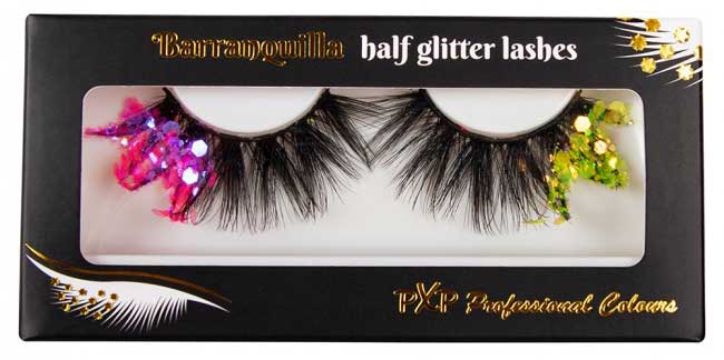 PXP Professional Colours PXP tweekleurige fluoriserende glitter wimpers Barranquilla stijl groen en hotpink