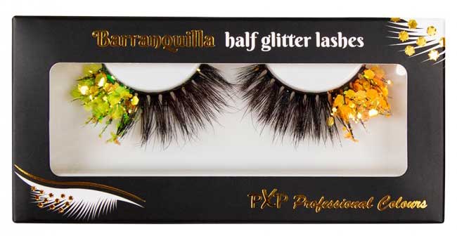 PXP Professional Colours PXP tweekleurige Fluoriserende glitter wimpers Barranquilla stijl geel en groen