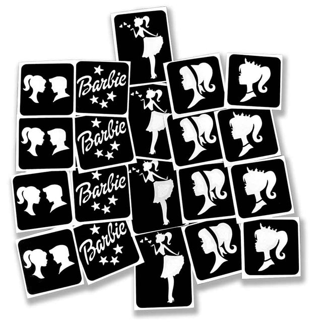 Schmink Specialist Barbie Glittertattoo Sjablonenset