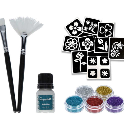 Schmink Specialist Bloemen Glittertattoo Set