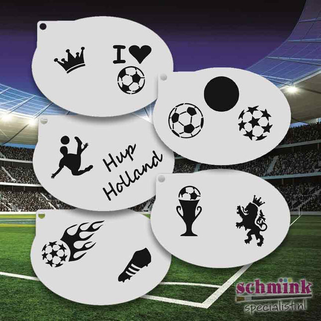 Schmink Specialist EK en WK Voetbal Schminksjablonen set 5 stuks