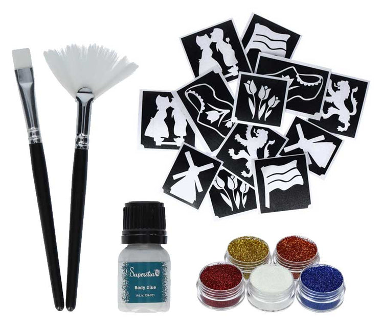 Schmink Specialist Koningsdag Glittertattoo Set