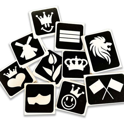 Schmink Specialist Koningsdag Glittertattoo Sjablonenset 100 stuks