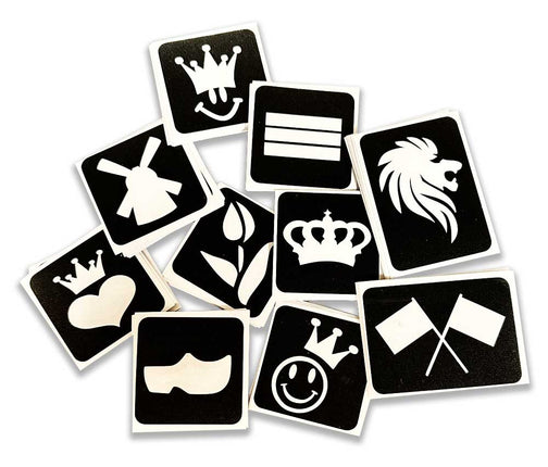 Schmink Specialist Koningsdag Glittertattoo Sjablonenset 100 stuks