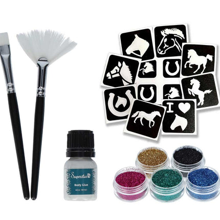 Schmink Specialist Paarden Glittertattoo Set