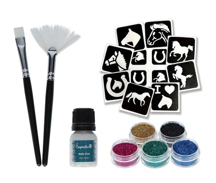 Schmink Specialist Paarden Glittertattoo Set